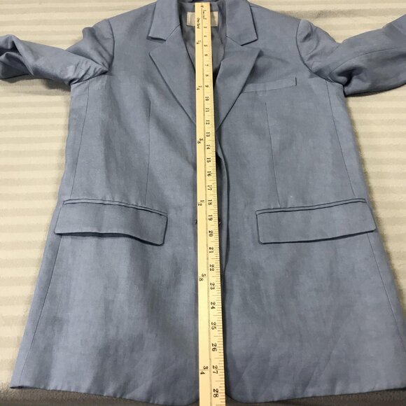 Everlane Blazer Womens 00 Light Blue Linen Blend 2 Button Tailored Office Career - Picture 6 of 9
